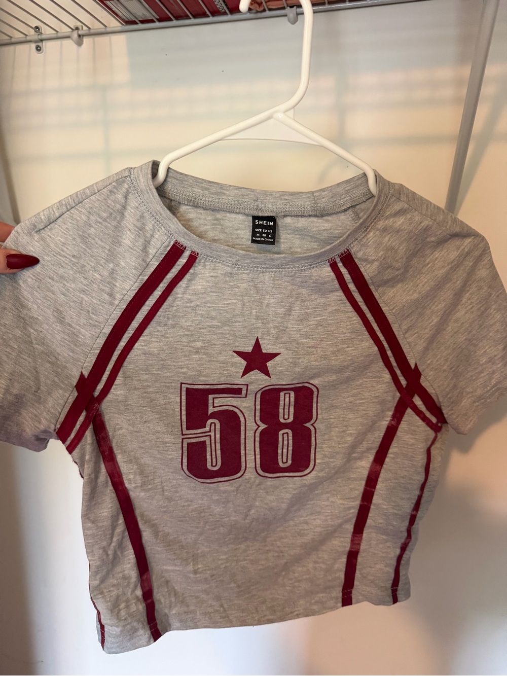 SHEIN' Gray & Burgundy '58' Graphic Tee